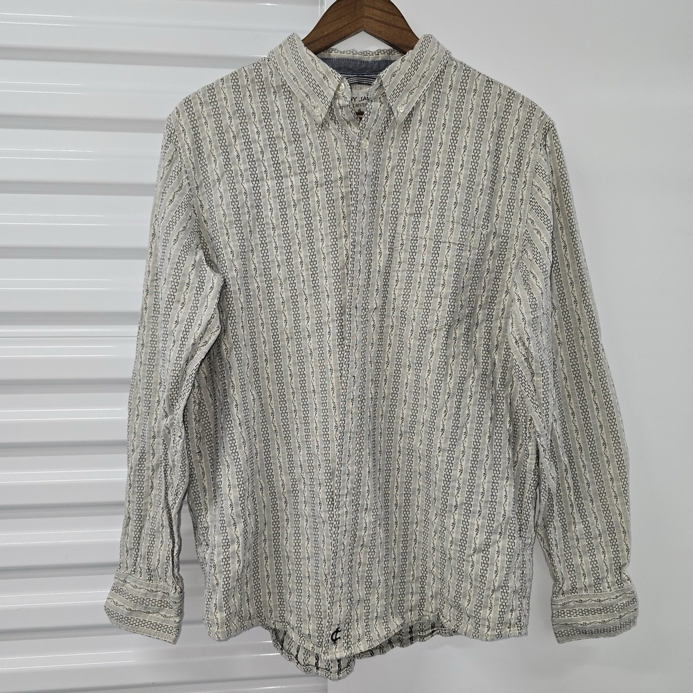 Cody James Western Shirt‎ Mens Large Beige Stripe Button Up Cowboy
